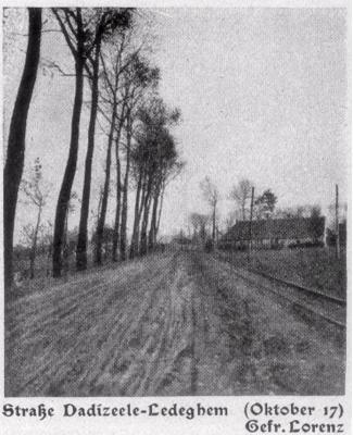 Straat in Dadizele-Ledegem, oktober 1917