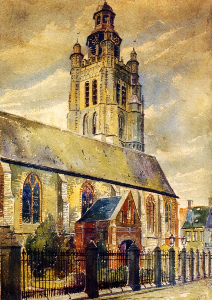 Aquarel van Sint-Michielskerk, Roeselare