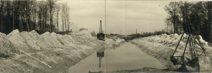 Werken aan De Centrumbrug en de Vaart, Ingelmunster, ca 1956