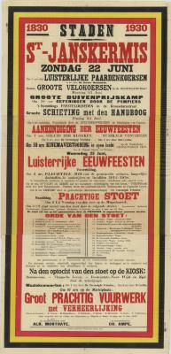 Affiche St.-Janskermis, Staden, 22 juni 1930