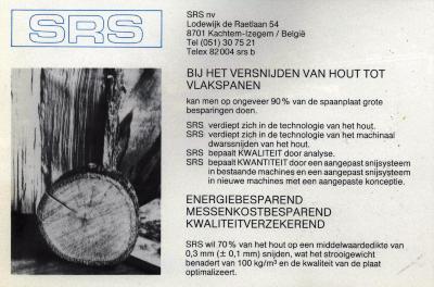 Publiciteit van SRS, Izegem, +/- 1985  