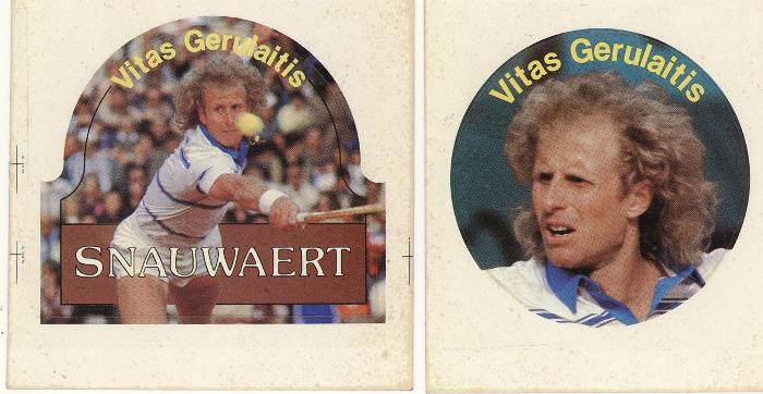 Promotiesticker tennisraketten  Snauwaert met boegbeeld Vitas Gerulaitis