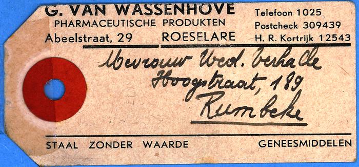 Verpakkingsetiket G. Van Wassenhove