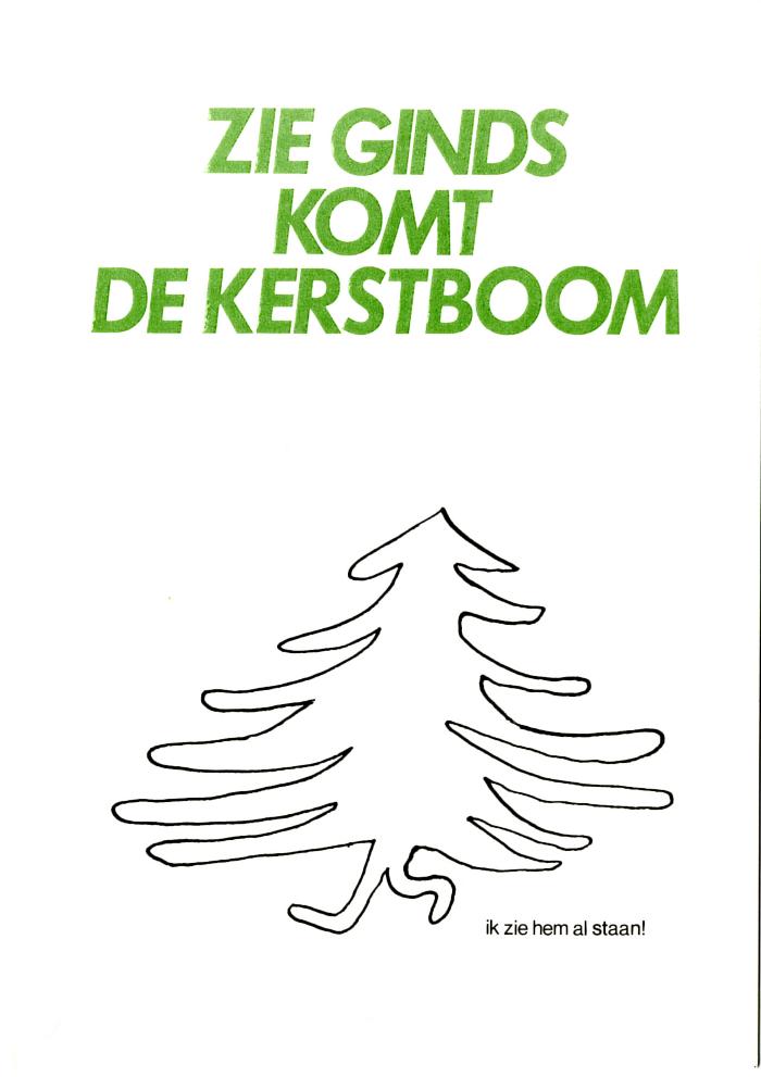 Beeldzijde kerst- en nieuwjaarskaart, wandelende kerstboom