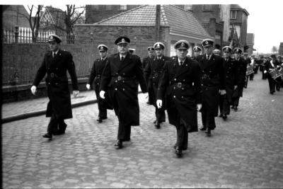 Optocht muziek, groep met Marcel, Izegem 1957