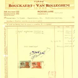 Factuur van de firma Bouckaert-Van Rolleghem, Roeselare, 1949