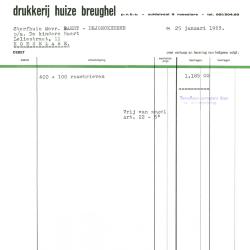 Factuur van drukkerij huize Breughel, Roeselare, 1963  