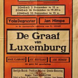 Affiche van de Toneel- en Operetteopvoering "De Graaf van Luxemburg" door het  Toneel- en Operettegezelschap "de Burgerlijke Oorlogsverminkten", Roeselare, 1951