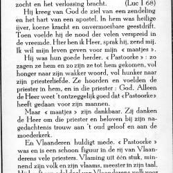 Gedachteniskaartje pasterke Edmond Denys, 1958