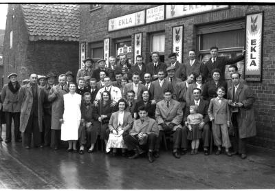 Café 'In de Roterij, Onbekendt - Baert': kampioenviering biljarten, Izegem 1957