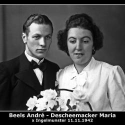 Huwelijk André Beels - Maria Descheemaeker, Ingelmunster, 1942